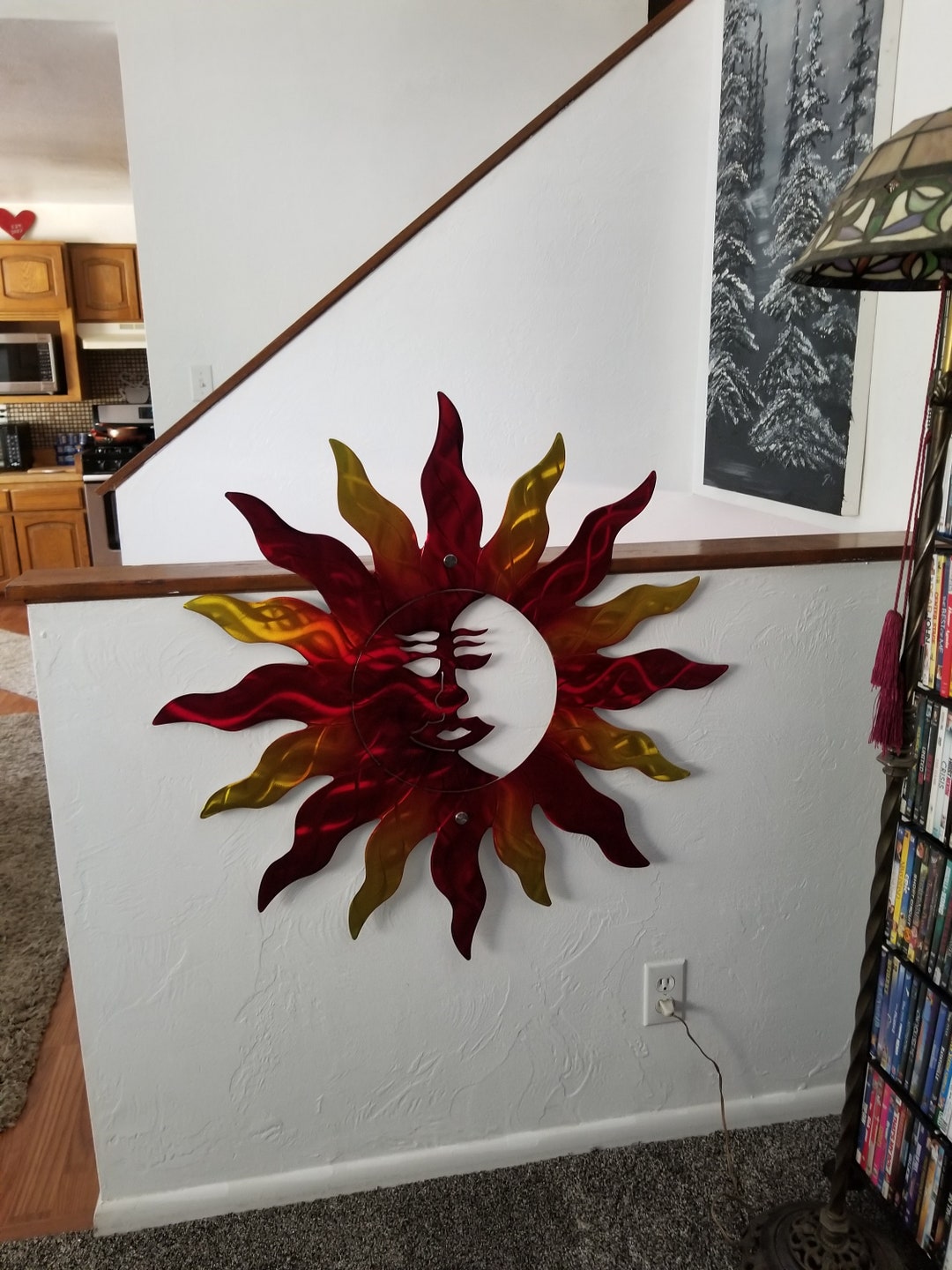 Metal Wall Art Large Sun With Moon Outdoor Wall Decor Etsy