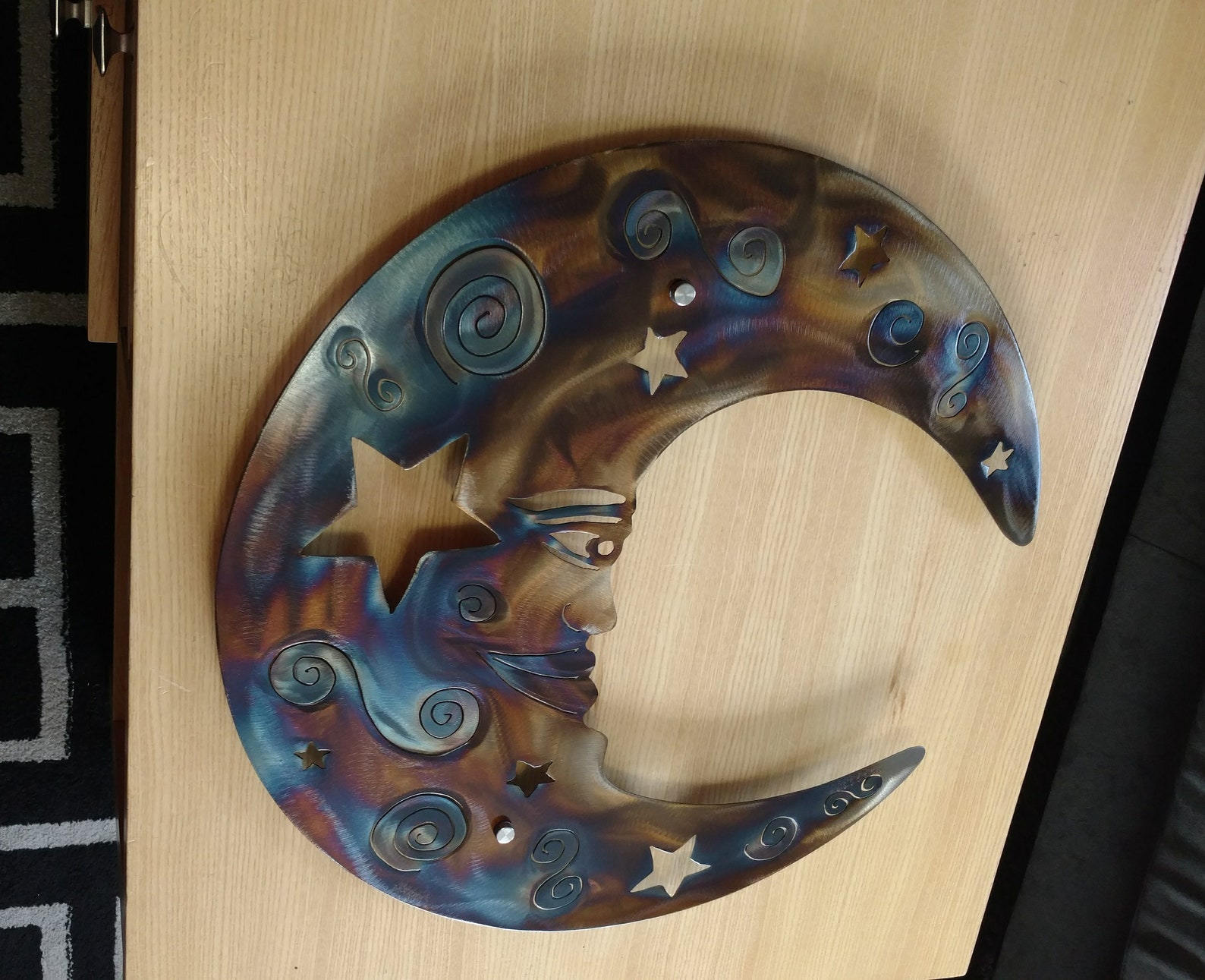 Moon Metal wall art / Metal home decor large moon plasma cut Etsy