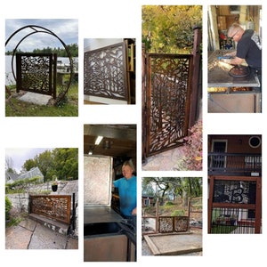 Garden gate railing insert art ETSY handmade entry fence gate custom metal art / Large Plasma cut design / handmade balcony railing insert
