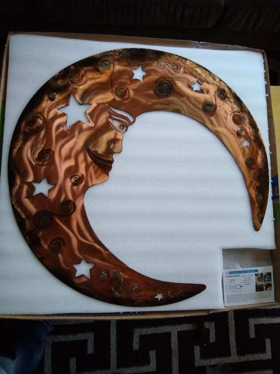 Rustic metal Moon Wall Art Moon Print crescent moon design Etsy