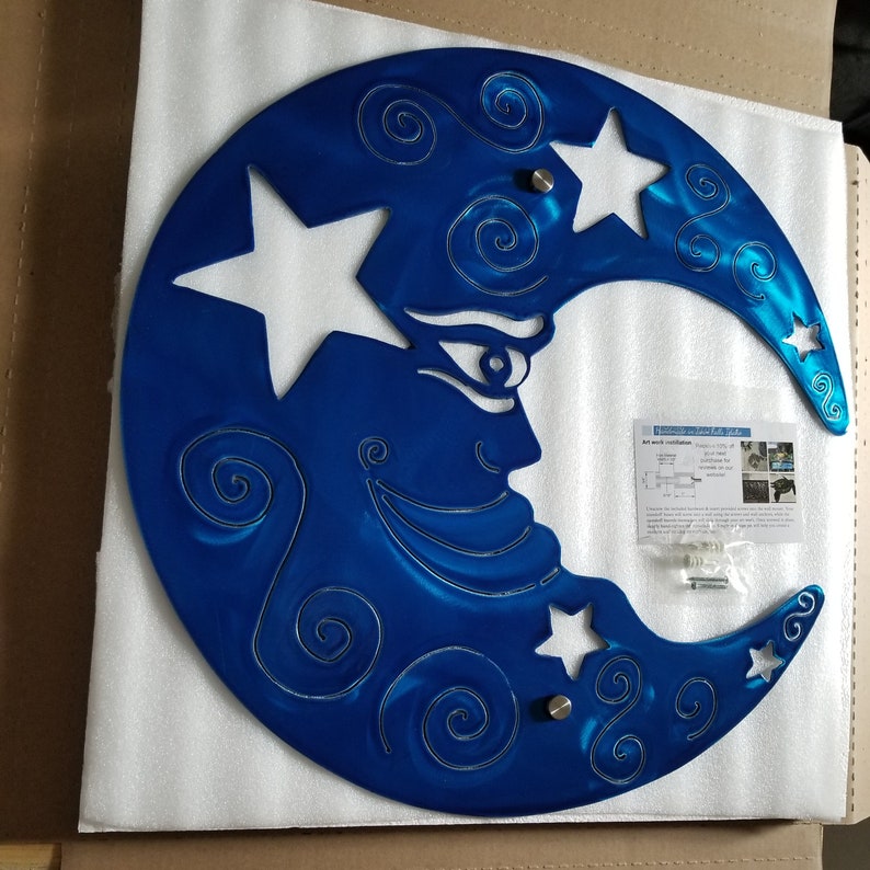Metal Moon Wall Art Moon Print Crescent Moon Print Rustic Etsy