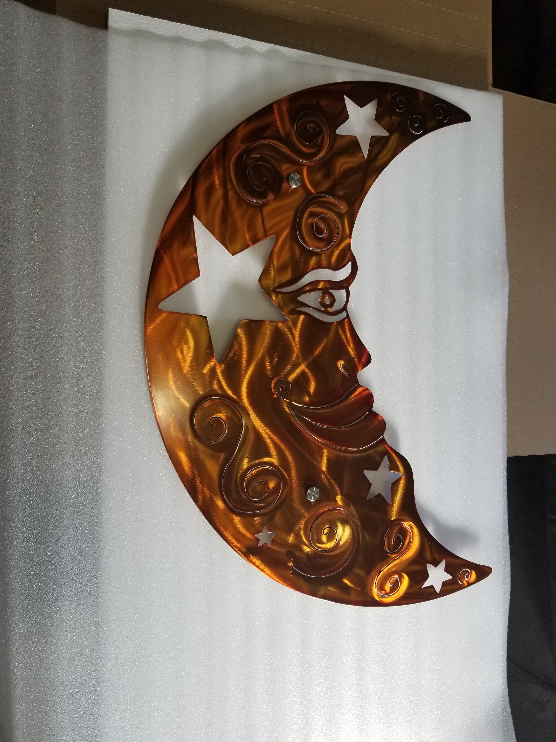 Metal Moon Wall Art Large Metal Wall Decor Handmade Moon and Etsy