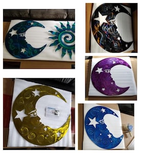 Metal wall art moon /  home decor steel moon & stars plasma cut garden wall art / home decoration abstract moon / mothers  day gift for her