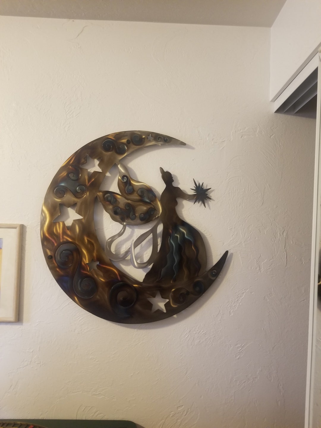 Metal Wall Art Moon / Fairy Home and Living Decor / Handmade Metal ...