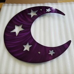 gran arte de pared de metal al aire libre Luna, luna creciente y estrellas cortadas con plasma Decoración de arte de pared de luna, diseño de interiores, regalos de navidad para su obra de arte
