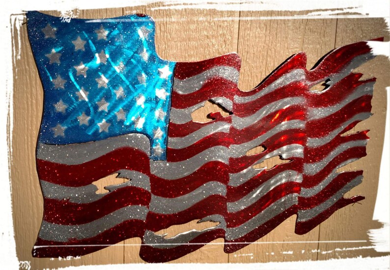 Metal American flag ETSY handmade plasma cut gift for him Etsy