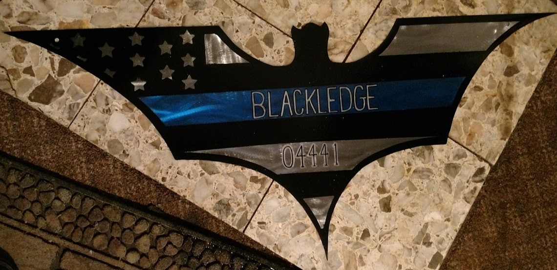 Thin Blue Line Batman Wall Decor Metal Wall Decor Painting Etsy