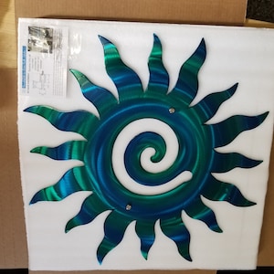 Metal wall hanging Sun large patio decor lake house decor beach indoor wall art sun large colorful outdoor decor living room art usa made