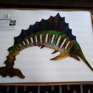 Metal sailfish wall Art, Fish wall mount, home Decor, Coastal Art, Sea Life Art, Fish Wall Decor, Fish Art Print, Handmade USA made design