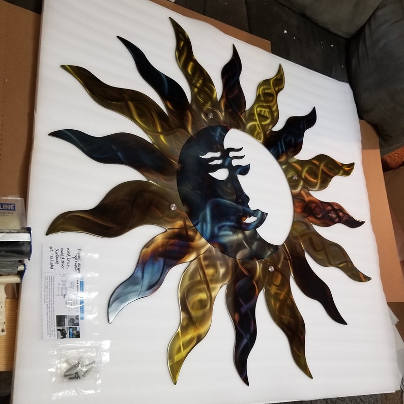 Patio Wall Art Sun With Face Outdoor Wall Decor Recycled Etsy