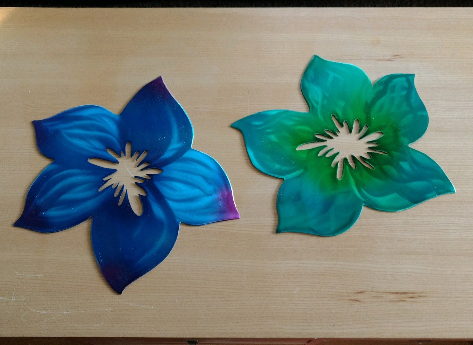 Beautiful Flower Metal Art Set of 3 Wall Hanging Metal Wall Etsy