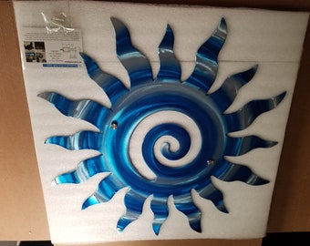 Decoración de pared de sol de metal, decoración única para el hogar, sol celestial, interior y exterior, diseño hecho a mano por Etsy, arte de sol loco cortado con plasma grande personalizado, decoración del hogar