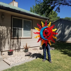 Moon Metal wall art sun unique home decor, Large southwestern design handmade sun / home decoration patio, deck wall hanging usa made art