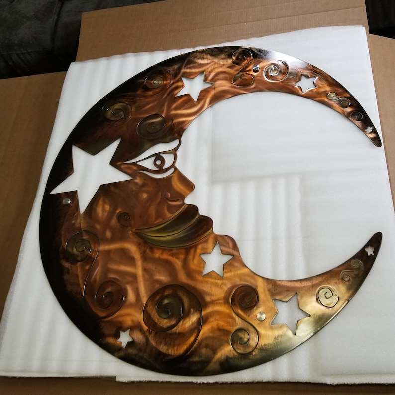 Metal Moon Wall Art Outdoor / Metal Wall Decor ETSY Large Moon Etsy