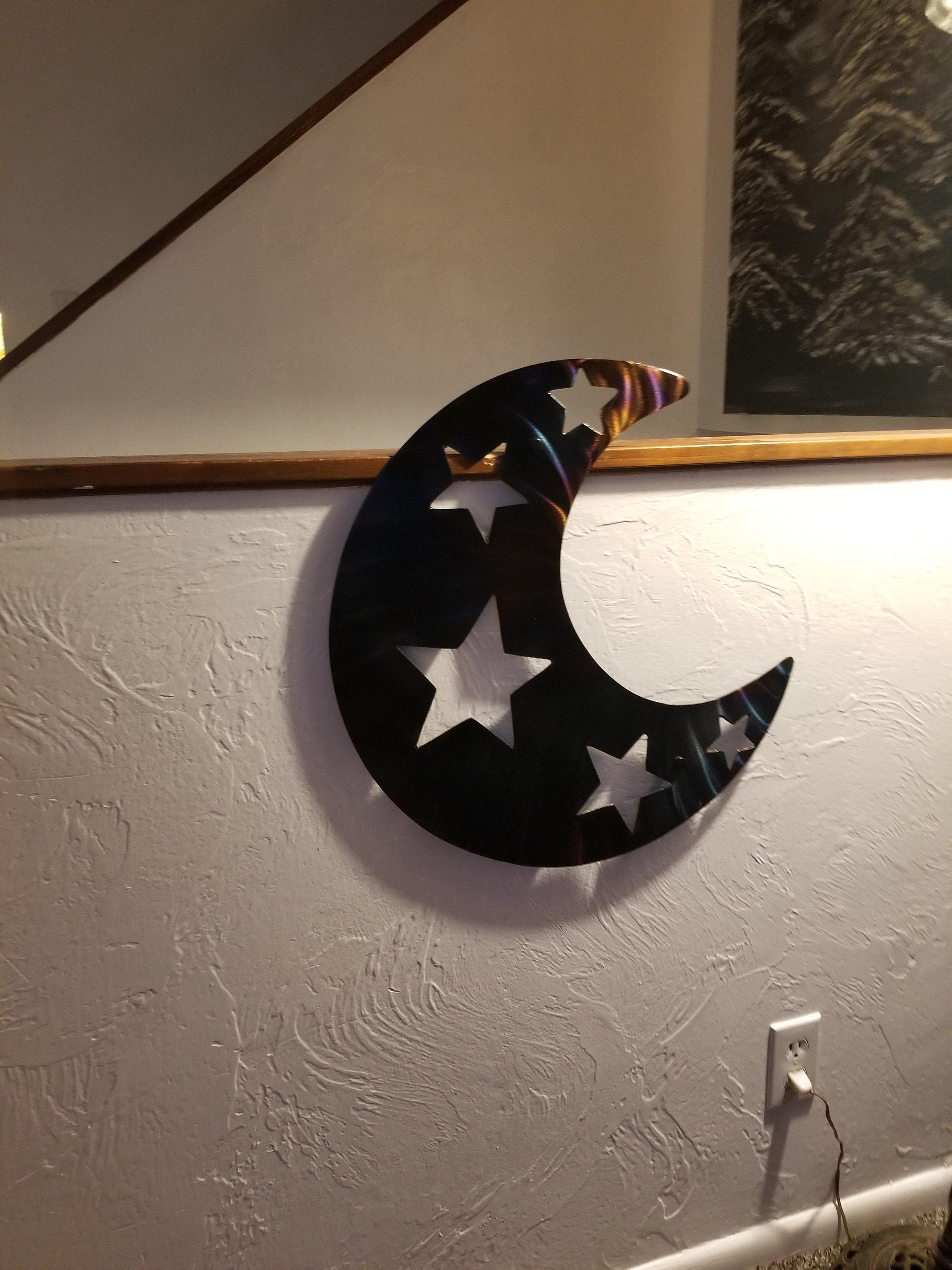 Metal Wall Art Moon With Stars Indoor Outdoor Metal Moon Shapes ...