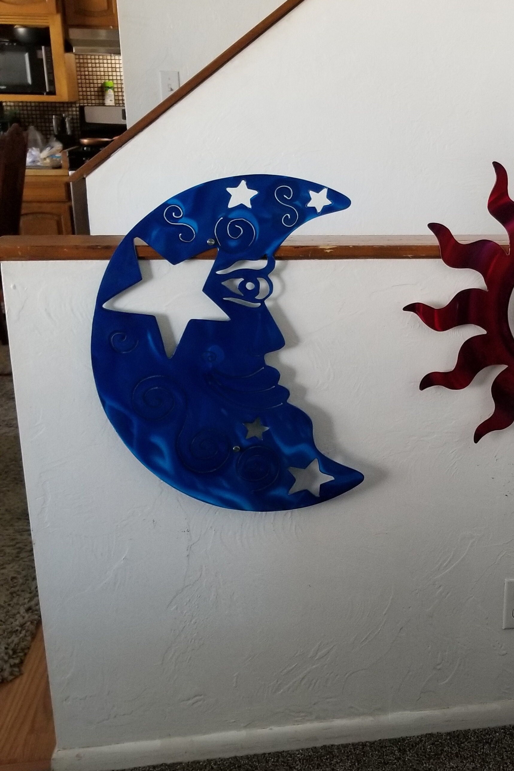 Moon Metal Wall Hanging Art Moon and Stars Large Artwork Plasma Cut ...