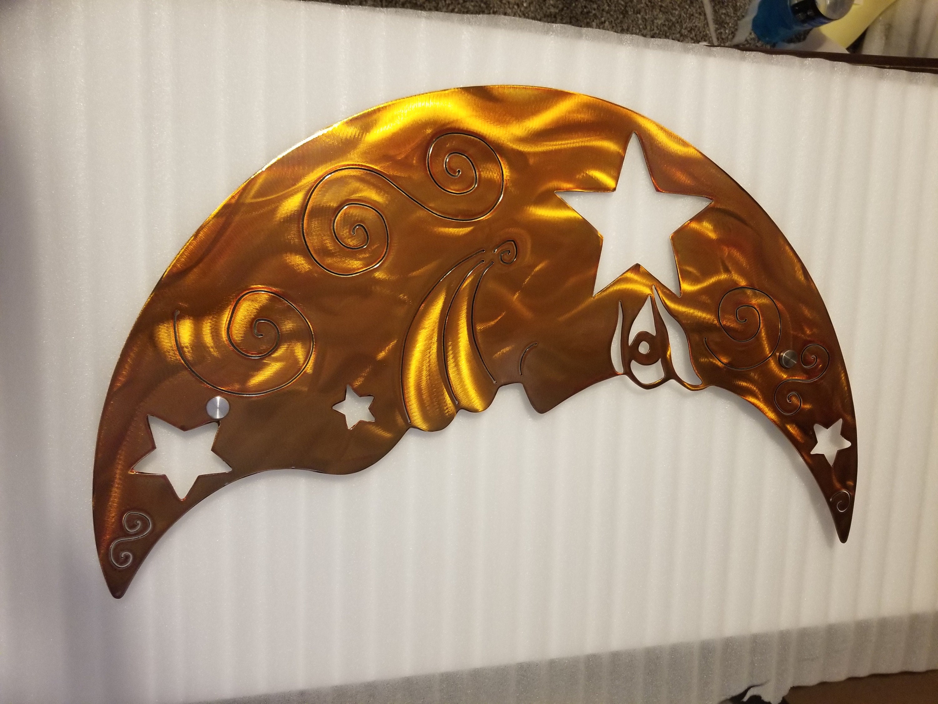 Metal Moon Wall Art Large Metal Wall Decor Handmade Moon and Etsy