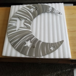 Arte de pared de metal lunar, decoración única para el hogar, luna y estrellas de metal, arte de pared celestial, decoración del hogar, diseño de patio y jardín, regalo de Navidad para ella