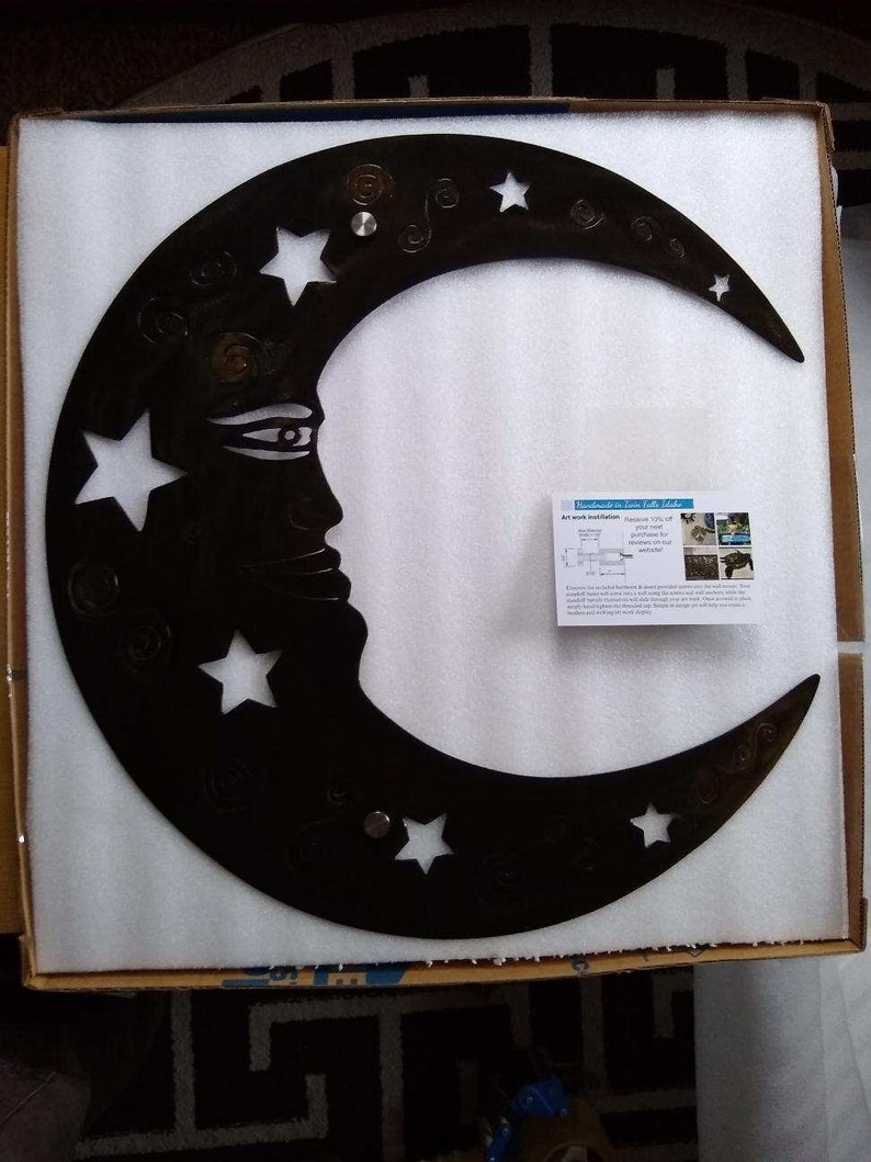 Metal Moon Wall Art Moon Print crescent Moon Print Rustic Etsy