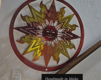 Sun and Moon | Metal Wall Art | large sun sculpture Covered Outdoor Celestial Patio or Home Décor sun
