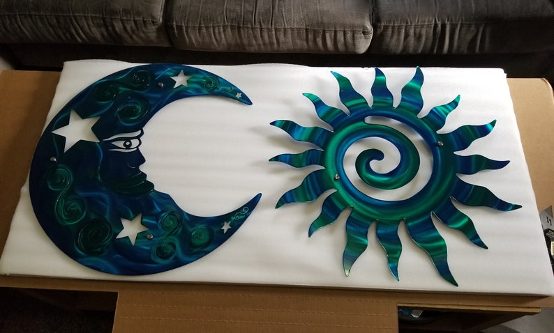 Metal Wall Art Moon / Home Decor Steel Moon & Stars Plasma Cut - Etsy