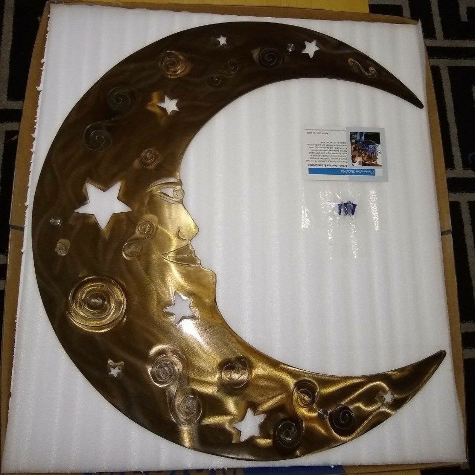 Metal Moon Wall Art Moon Print Crescent Moon Print Rustic Etsy