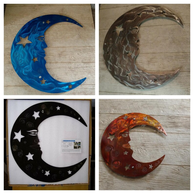 Metal Moon and Sun Wall Art Decor Large Moon Plasma Cut Steel - Etsy