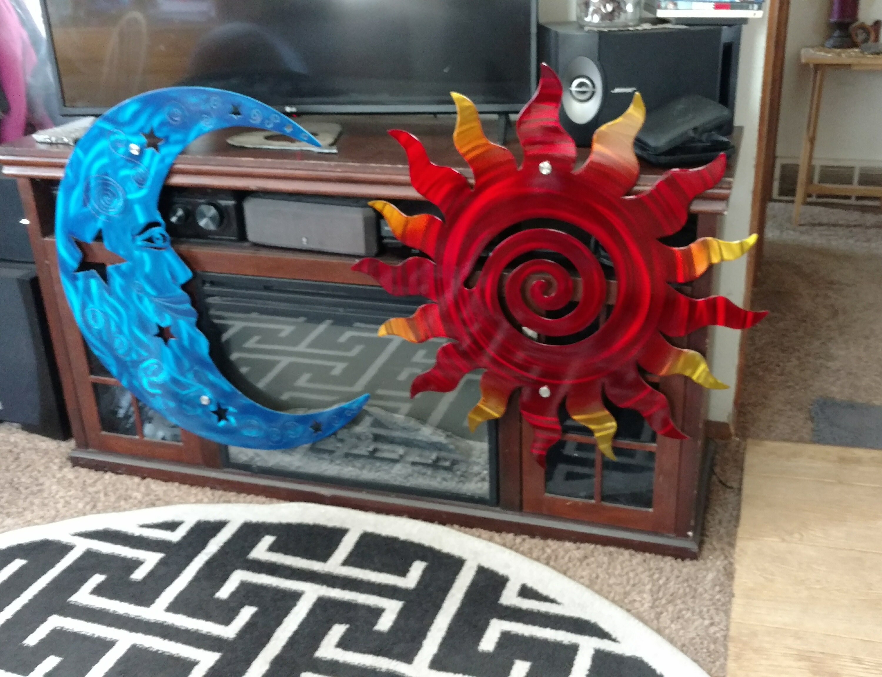 Metal Sun and Moon Patio Decor - ETSY Handmade Large Wall Art Sun With ...