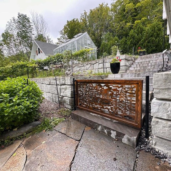 Metal Garden Gate Pedestrian Walk Thru Entry Gate Steel Metal Art Accent Gates Custom Made Privacy Screens Outdoor Indoor Designs Etsy