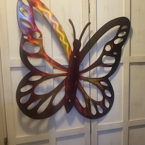 wall art large butterfly Indoor Outdoor garden home decoration / ETSY handmade monarch butterfly metal wall art / living room kitchen patio
