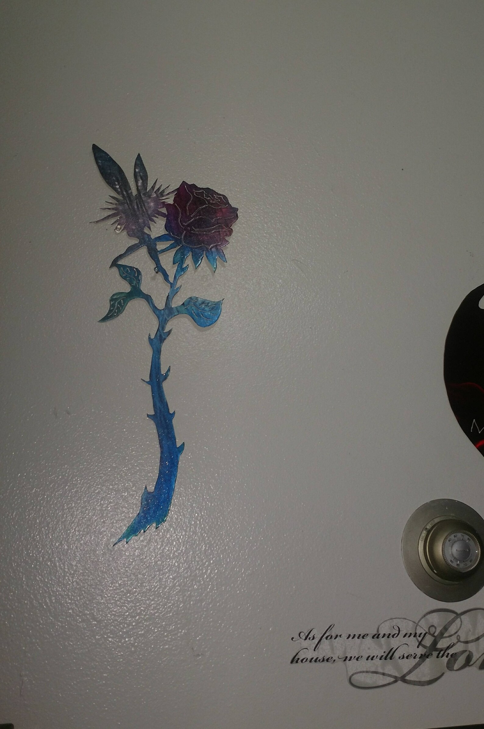 Metal rose wall art decor hand painted roses steel home | Etsy