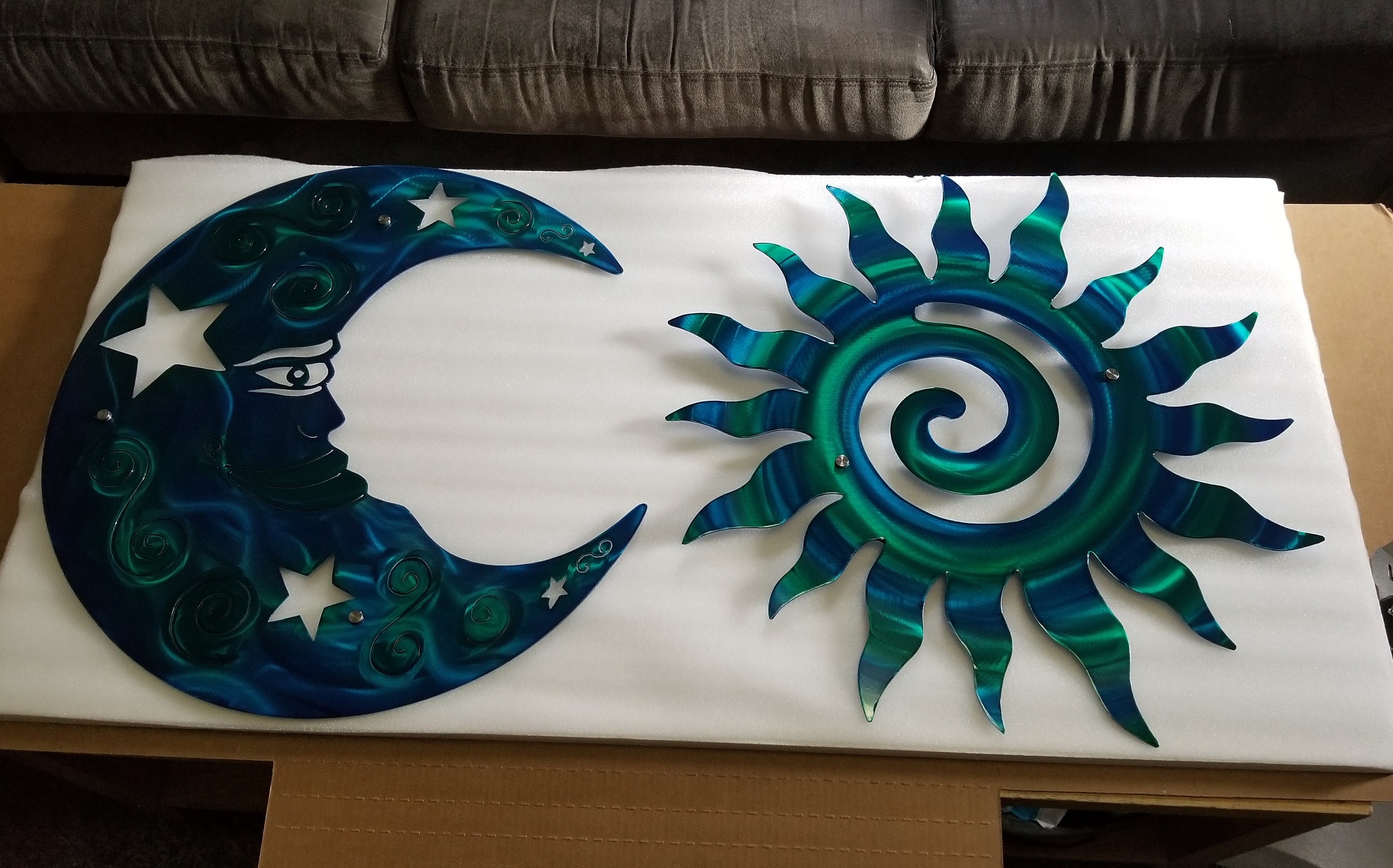 Metal Sun and Moon Patio Decor - ETSY Handmade Large Wall Art Sun With ...