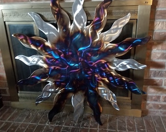 Arte de pared de metal, decoración del hogar, sol, sol único, muchos tamaños y colores, sol loco, decoración de pared de metal, jardín, porche, terraza, patio, cocina, decoración artística