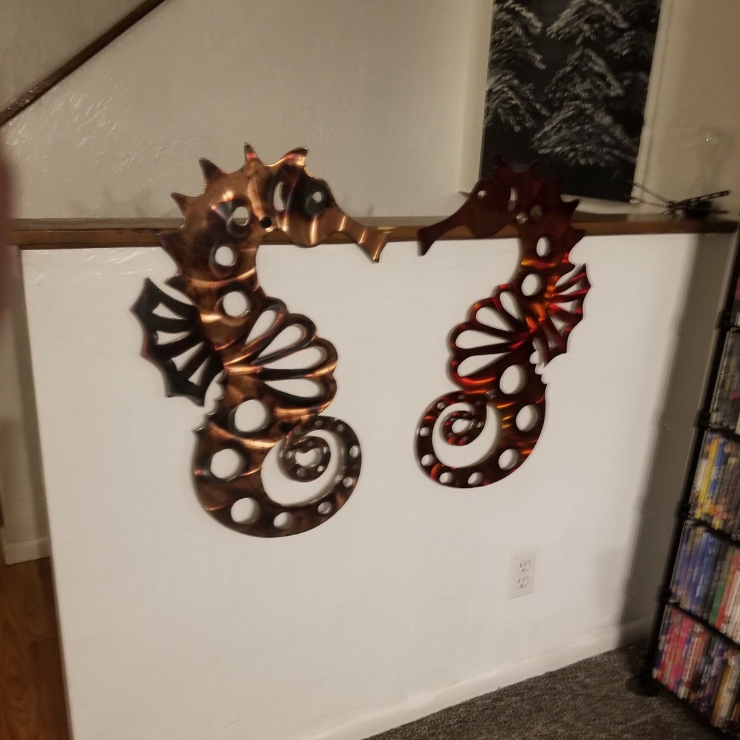 Seahorse Coastal Wall Figure, Metal Wall Art Coastal Decor, Beachy