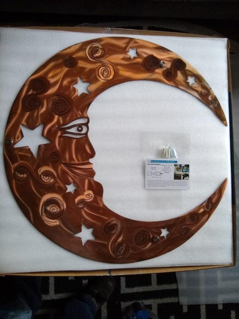Moon decor wall art / large rustic Metal moon / ETSY