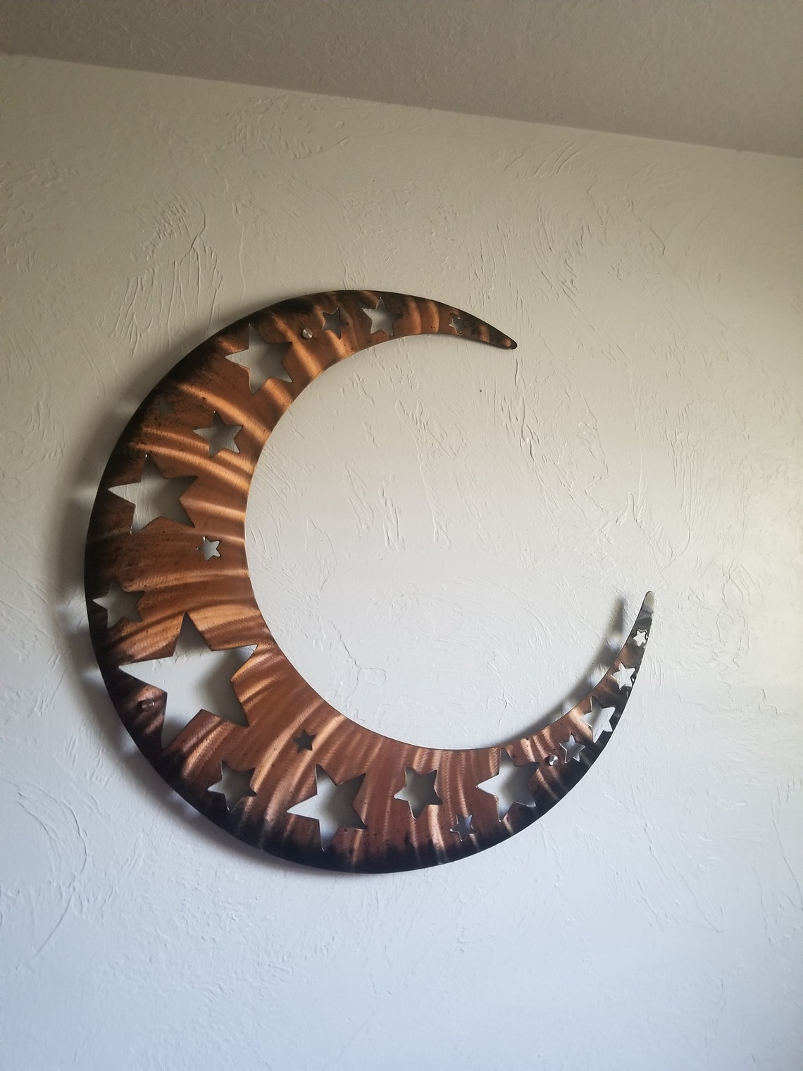 Metal Moon Wall Art Decor Rustic Wall Decor Moon and Stars Etsy