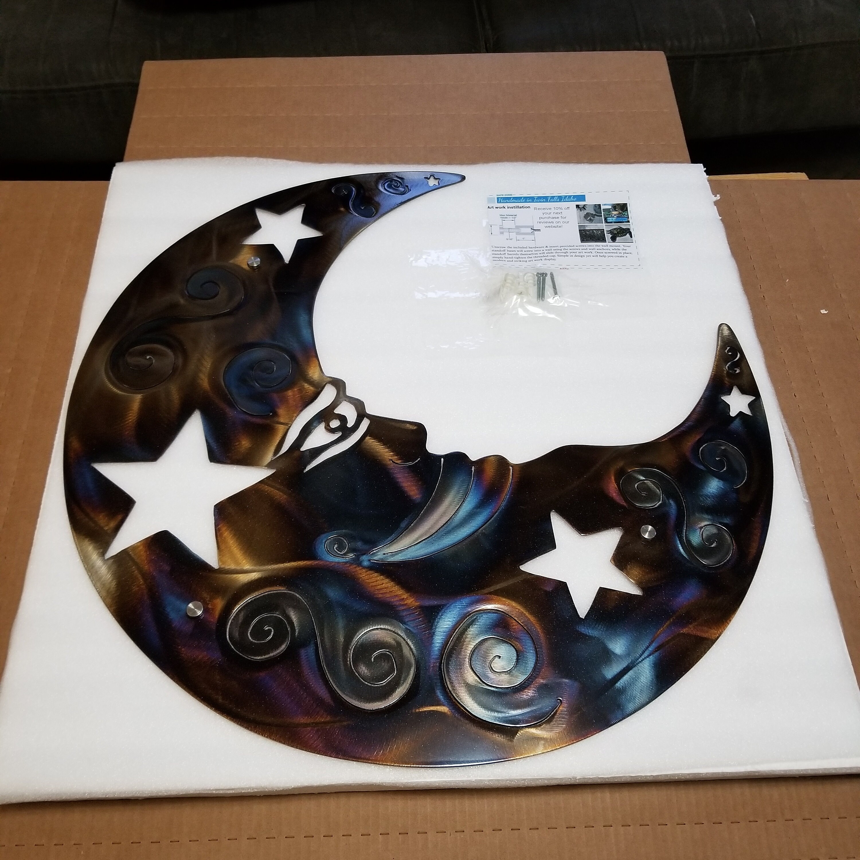Metal Wall Art Moon / Home Decor Steel Moon & Stars Plasma Cut Garden ...