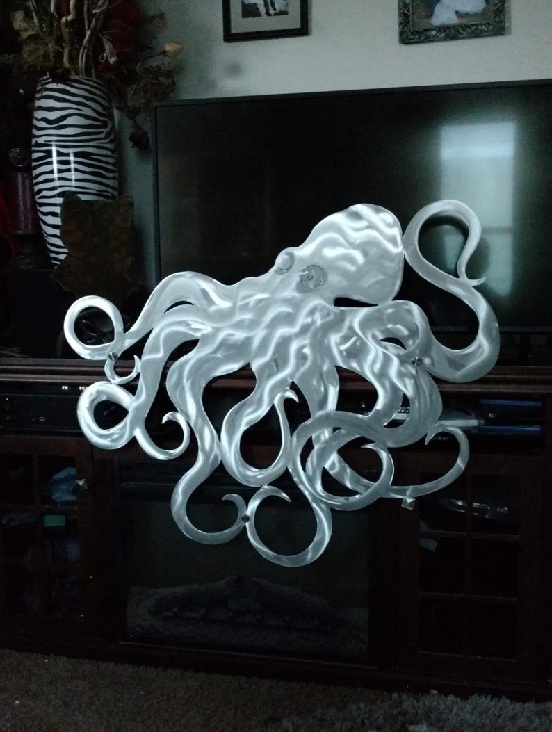Large Wall Decor Octopus Metal Wall Art Ocean Beach House Etsy