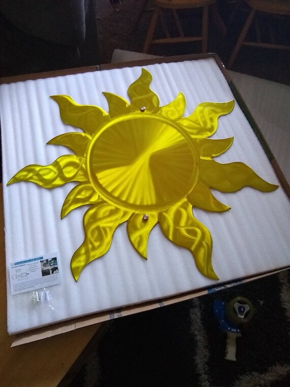 Sun Wall Decor Yellow Metal Wall Art Tangled Sun / Fun Wall Etsy