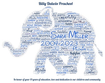 Personalized Word Cloud Art Print, Custom Teacher Gift (Digital Download)