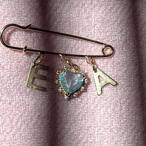 VIDA Something Blue bridal charm safety pin, Lucky Charm  brooch Something old new borrowed, Wedding Keepsake Gift. Gift for bride