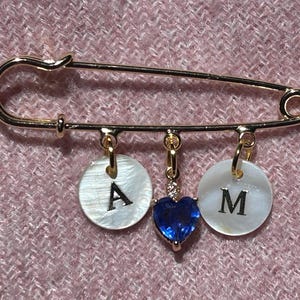 OCEANA Personalised Blue Bridal safety pin, Elegant Something Old Something New Keepsake, Perfect Brides Gift