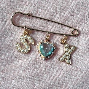 ROMANCE Something Blue bridal charm safety pin, Lucky Charm  brooch Something old new borrowed, Wedding Keepsake Gift. Gift for bride