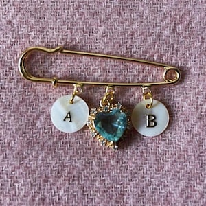 ROMANTIC AQUA Something Blue bridal charm safety pin, Lucky Charm  brooch Something old new borrowed, Wedding Keepsake Gift. Gift for bride
