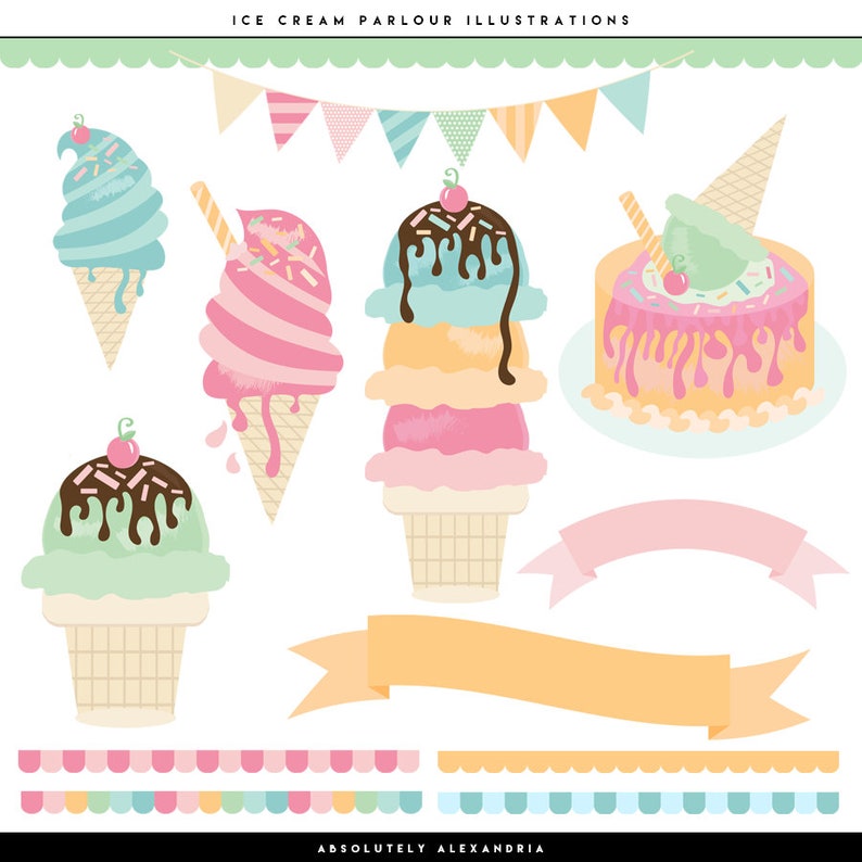 Ice Cream Parlour Digital Clipart Personal & Commercial Use Etsy