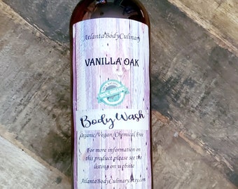 Vanilla Oak organic body wash vegan body wash cleanser milky body wash