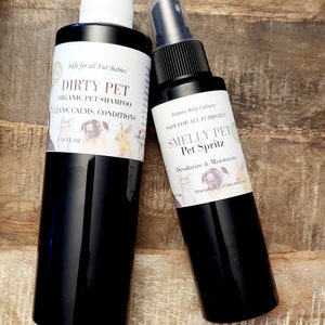Organic Dog set shampoo and conditioning deodorizing spray set vegan dog shampoo organic dog spray