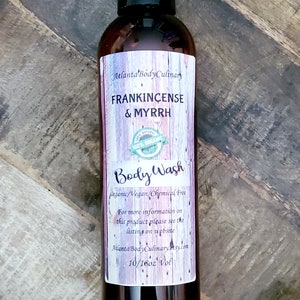 Frankincense & Myrrh organic body wash vegan lemon vanilla body wash cleanser milky body wash