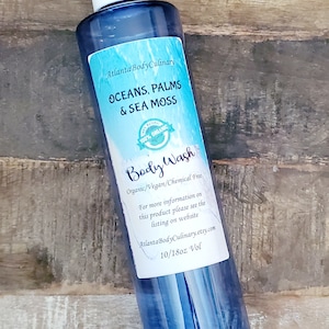 Ocean Palms sea moss organic body wash vegan lemon vanilla body wash cleanser milky body wash