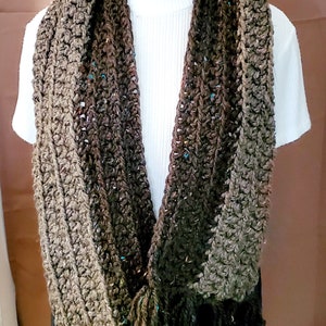 SALE Brown multi colored scarf handmade organic crochet scarf soft and warm scarves